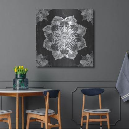 Luxe Metal Art 'Mandala Morning V Black and White' by Anne Tavoletti, Metal Wall Art,36x36