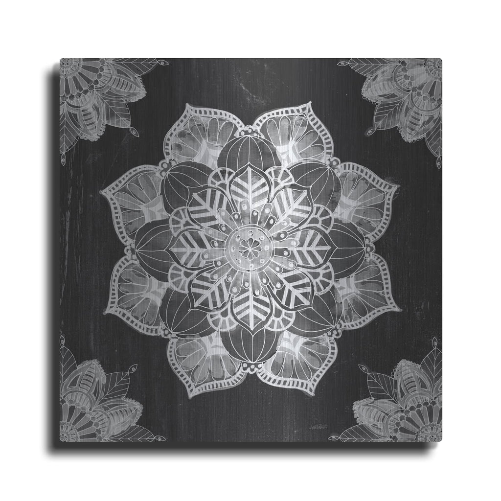 'Mandala Morning V Black and White' by Anne Tavoletti – Metal Wall Art