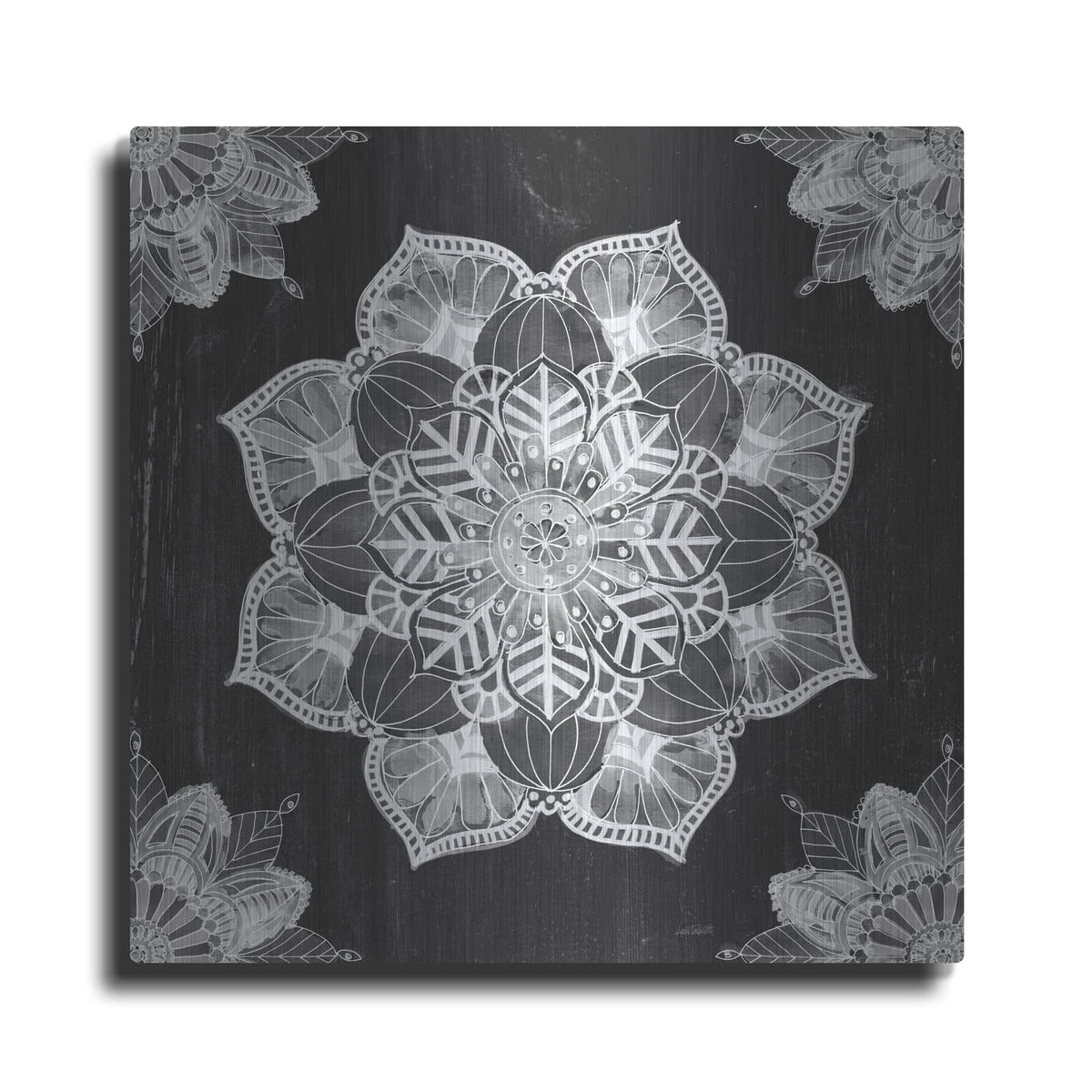 'Mandala Morning V Black and White' by Anne Tavoletti – Metal Wall Art