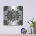 'Mandala Morning VI Black and White' by Anne Tavoletti – Metal Wall Art, 12x12 room view