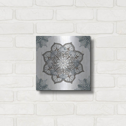 Luxe Metal Art 'Mandala Morning I' by Anne Tavoletti, Metal Wall Art,12x12