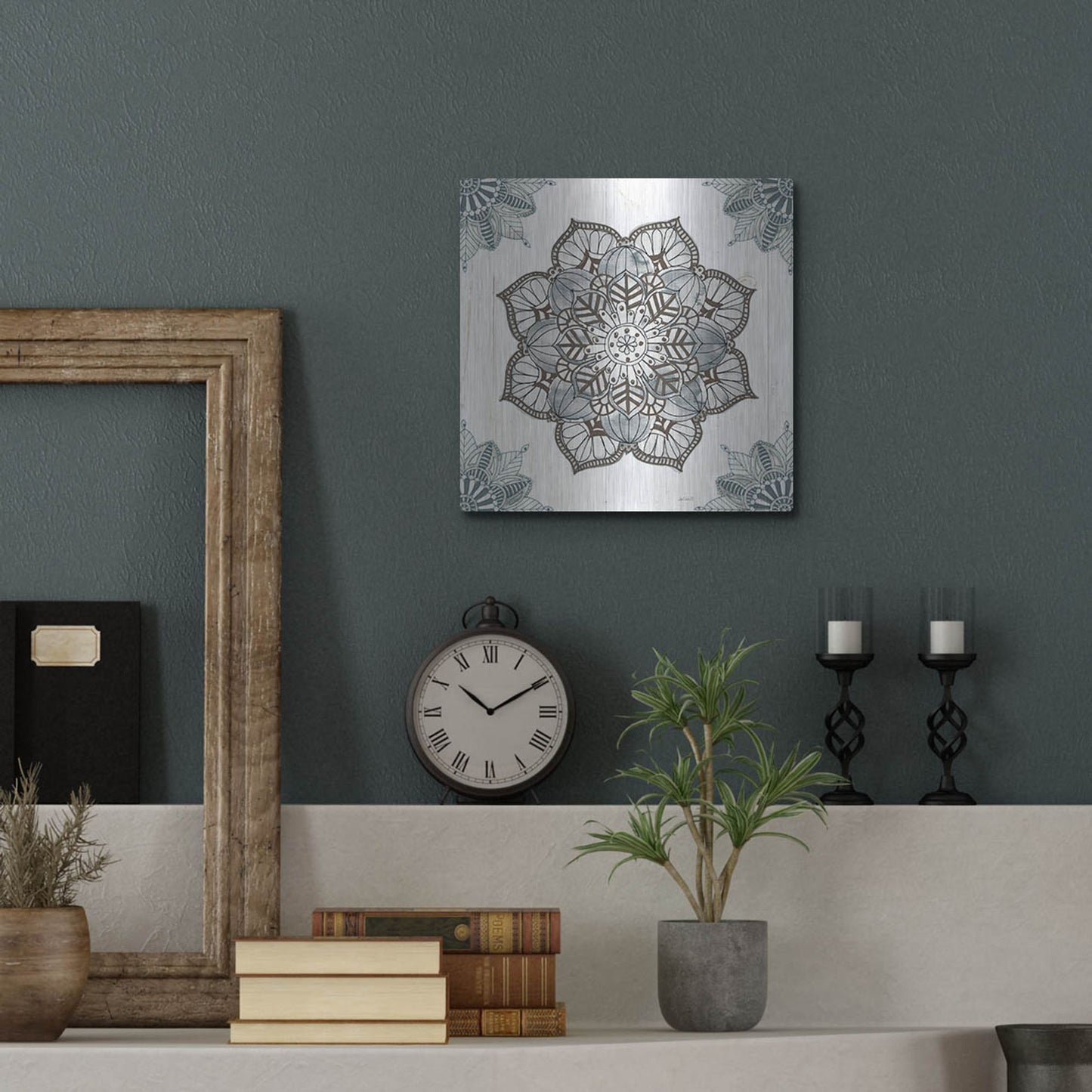 Luxe Metal Art 'Mandala Morning I' by Anne Tavoletti, Metal Wall Art,12x12