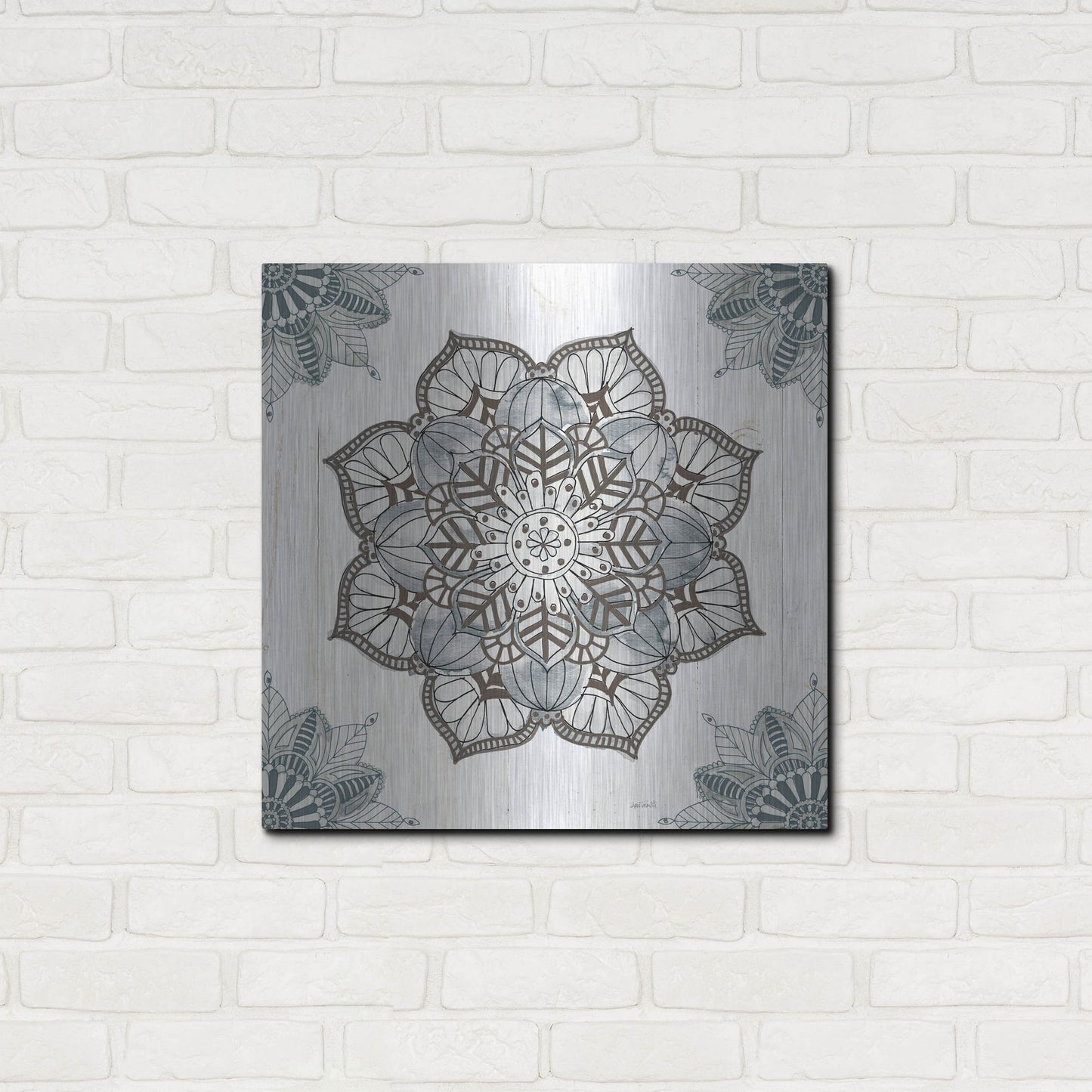 Luxe Metal Art 'Mandala Morning I' by Anne Tavoletti, Metal Wall Art,24x24