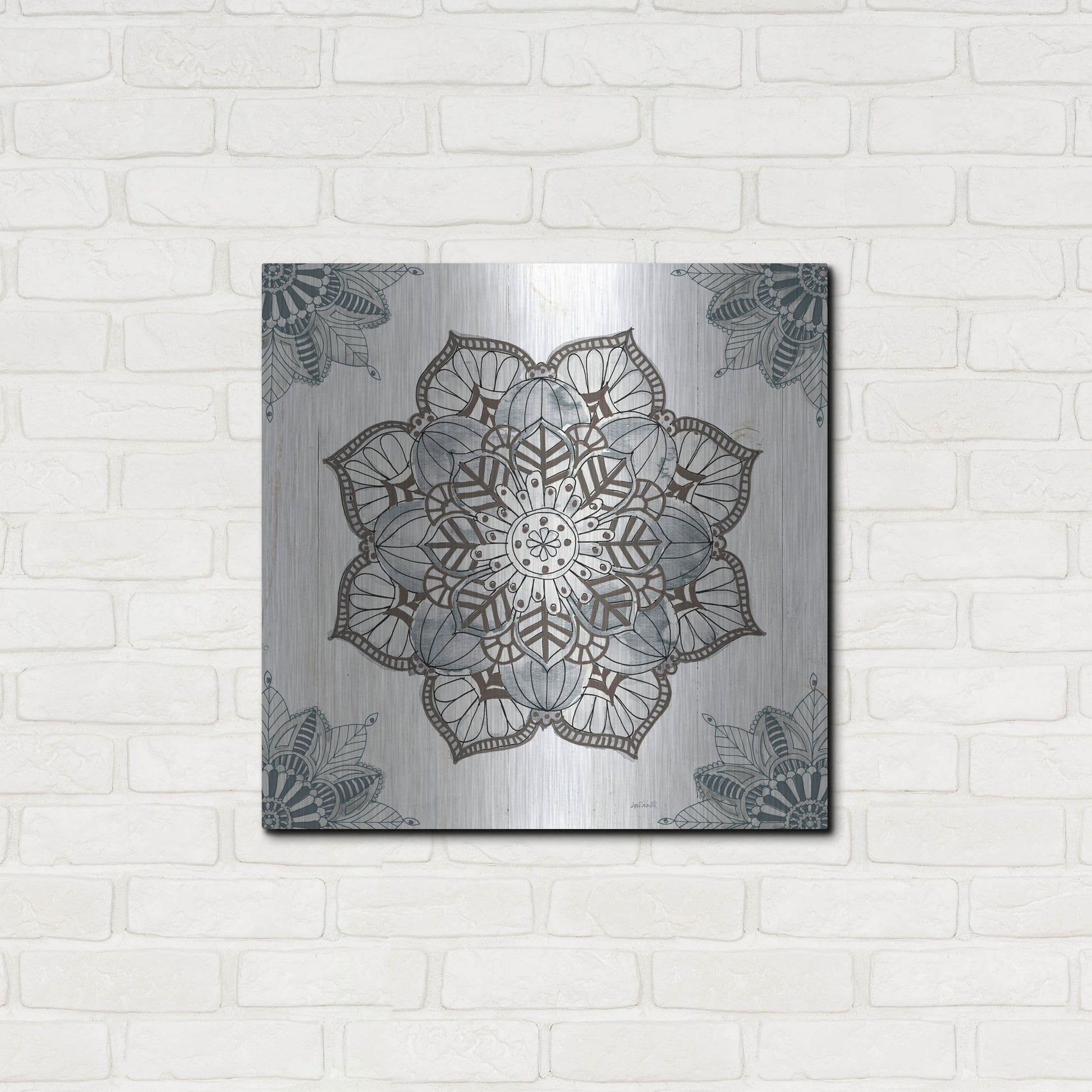 Luxe Metal Art 'Mandala Morning I' by Anne Tavoletti, Metal Wall Art,24x24