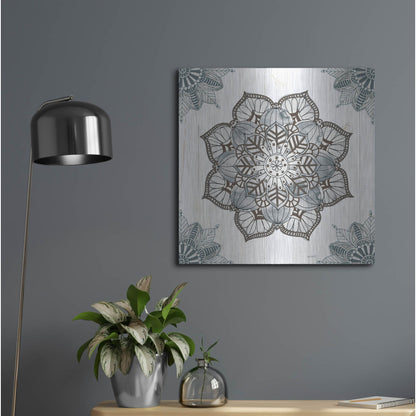 Luxe Metal Art 'Mandala Morning I' by Anne Tavoletti, Metal Wall Art,24x24