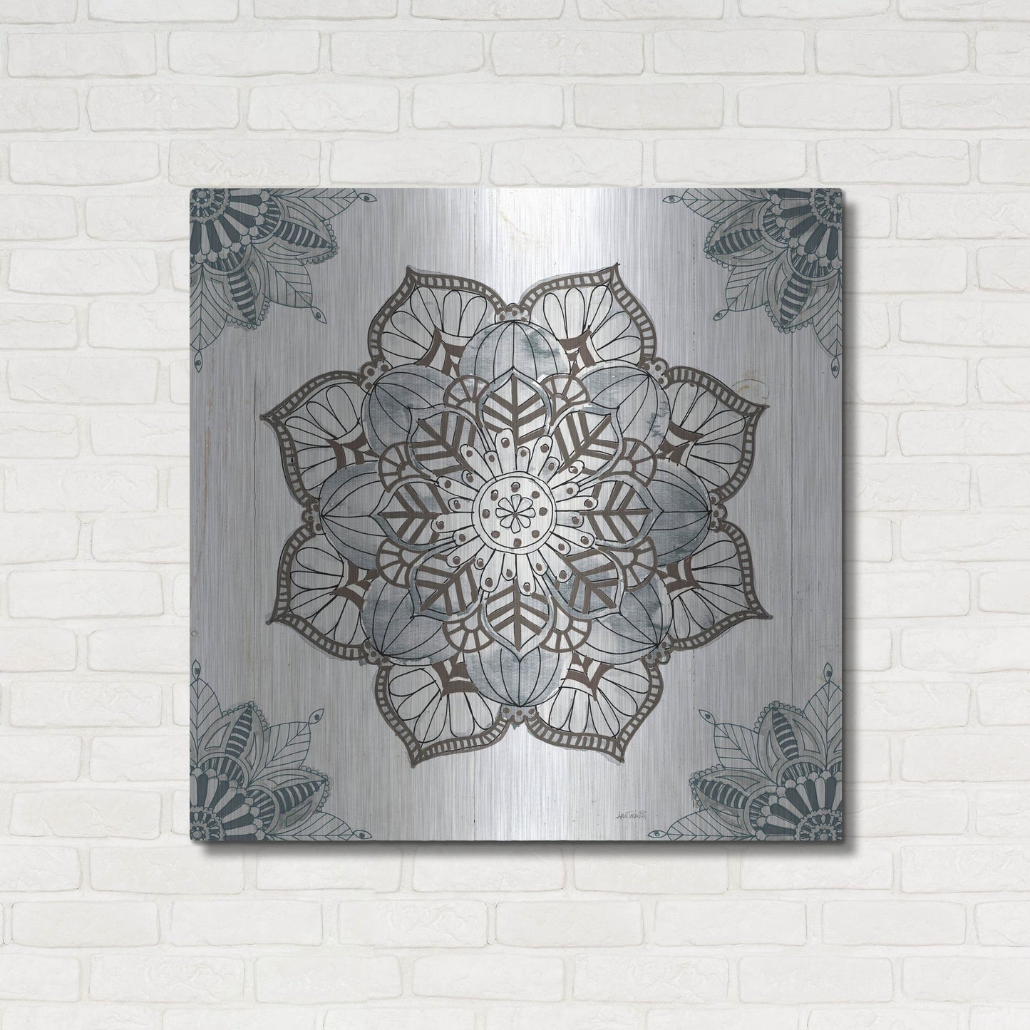 Luxe Metal Art 'Mandala Morning I' by Anne Tavoletti, Metal Wall Art,36x36