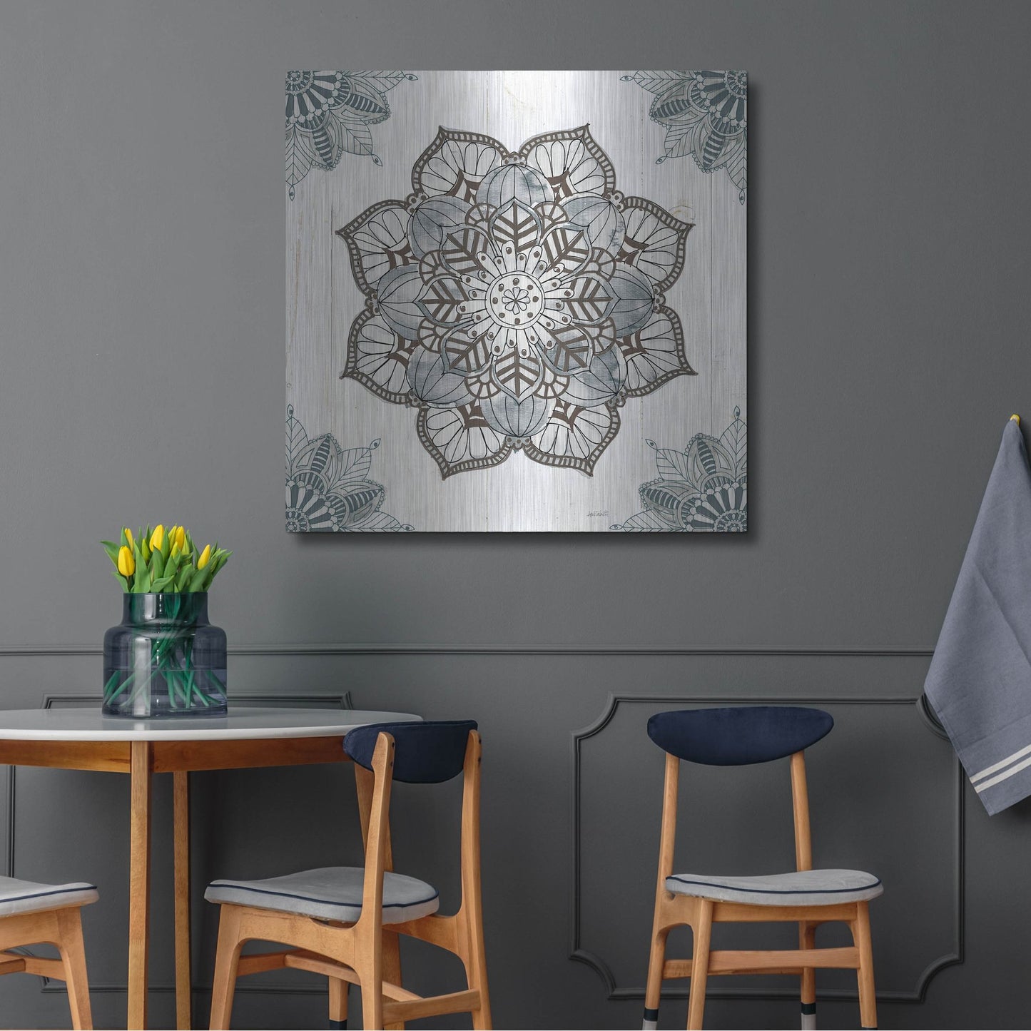 Luxe Metal Art 'Mandala Morning I' by Anne Tavoletti, Metal Wall Art,36x36