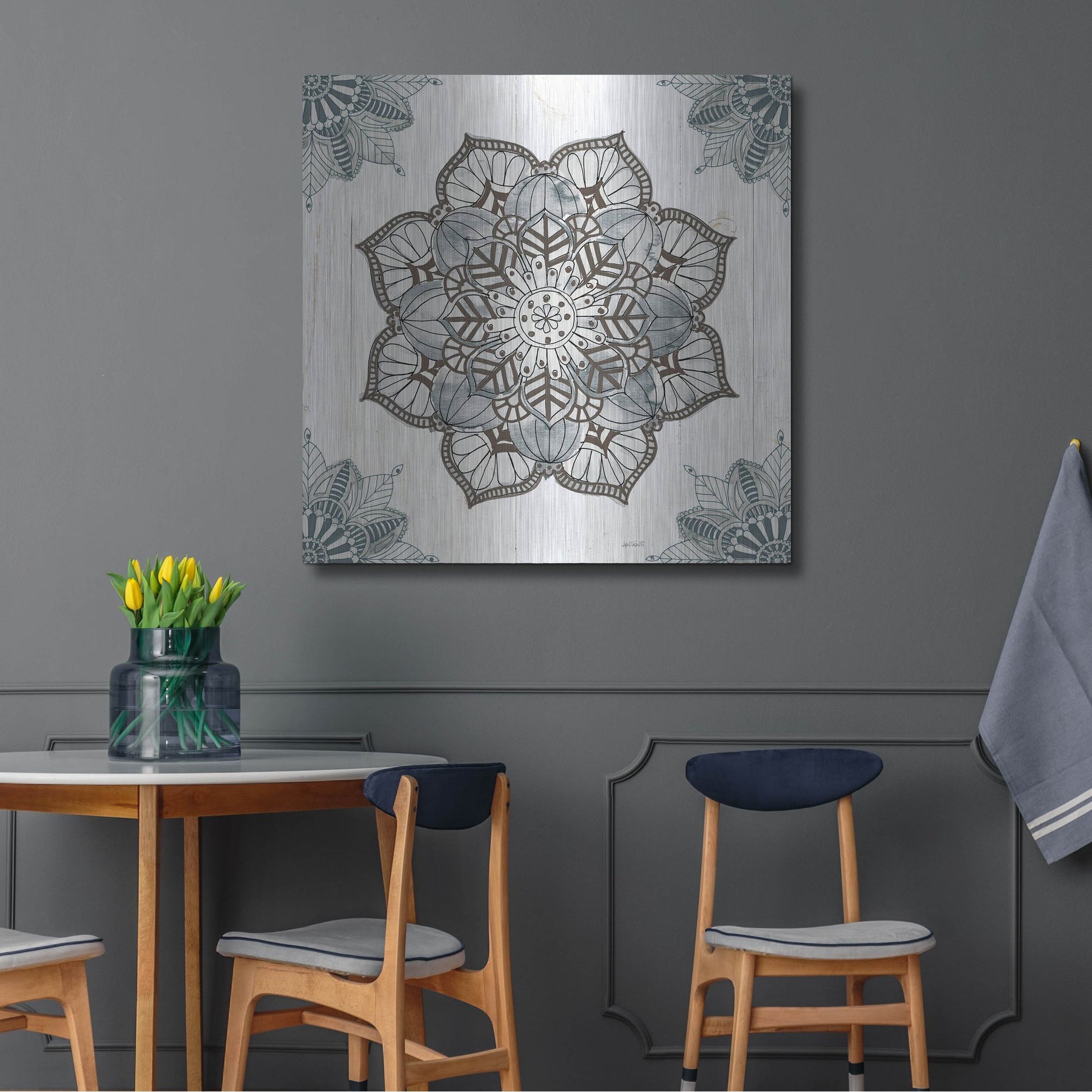 Luxe Metal Art 'Mandala Morning I' by Anne Tavoletti, Metal Wall Art,36x36