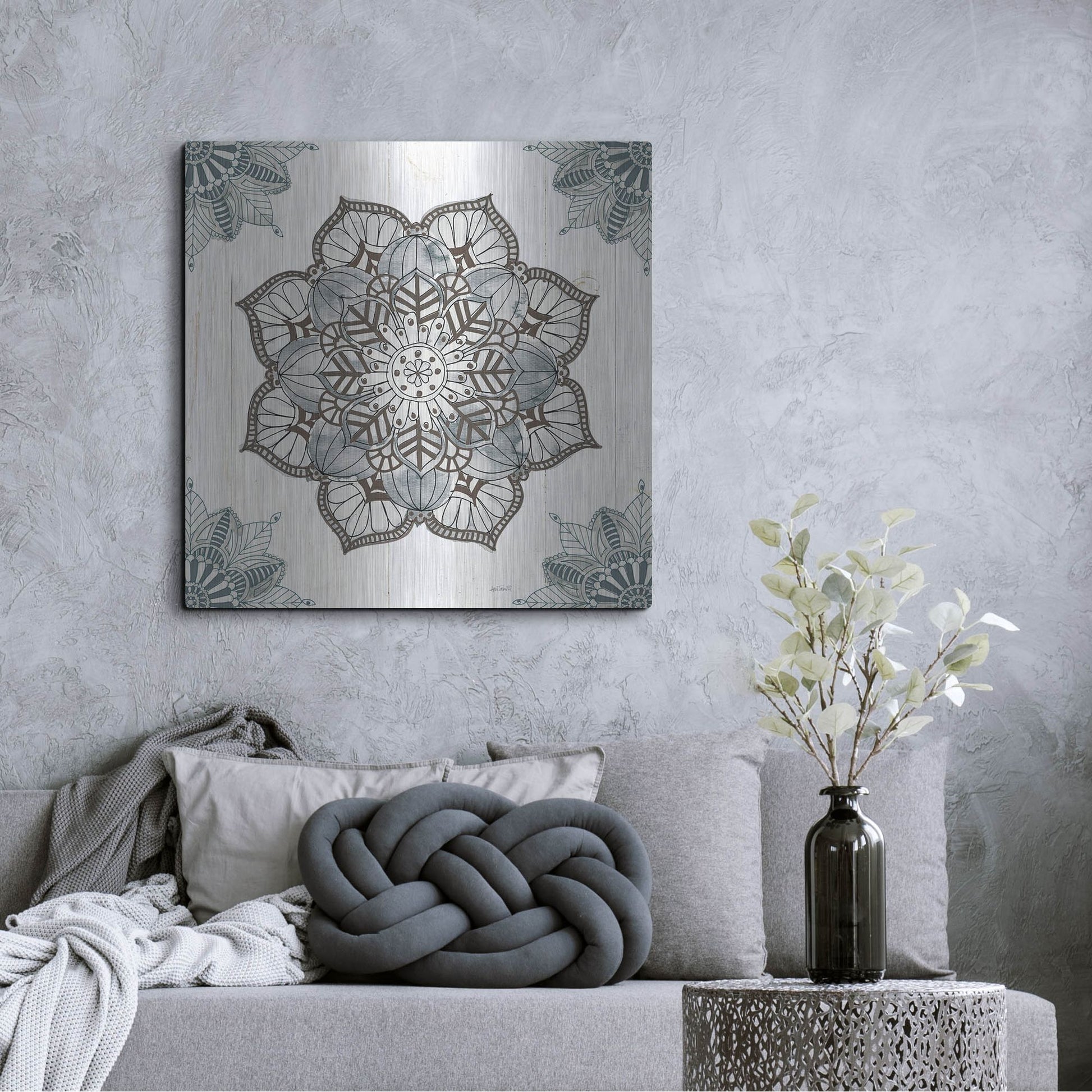 Luxe Metal Art 'Mandala Morning I' by Anne Tavoletti, Metal Wall Art,36x36
