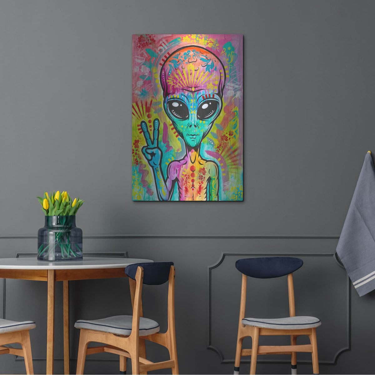 'Alien Peace Fingers' by Dean Russo – Metal Wall Art, 24x36 room view