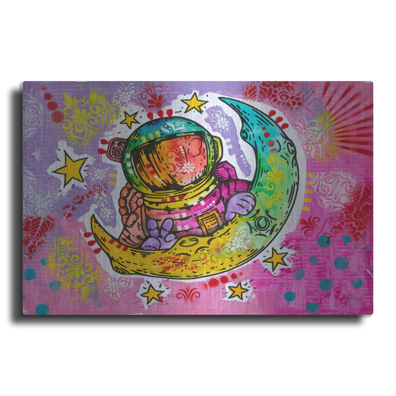 'Astronaut Crescent Moon' by Dean Russo – Metal Wall Art