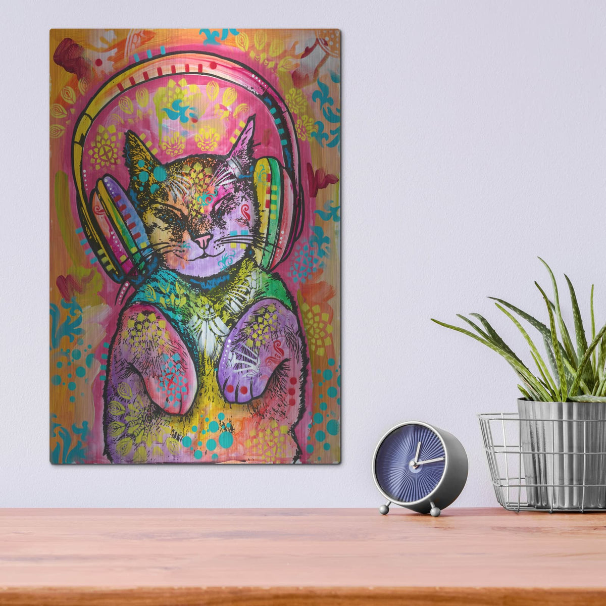 'Headphones Kitten' by Dean Russo – Metal Wall Art, 12x16 room view