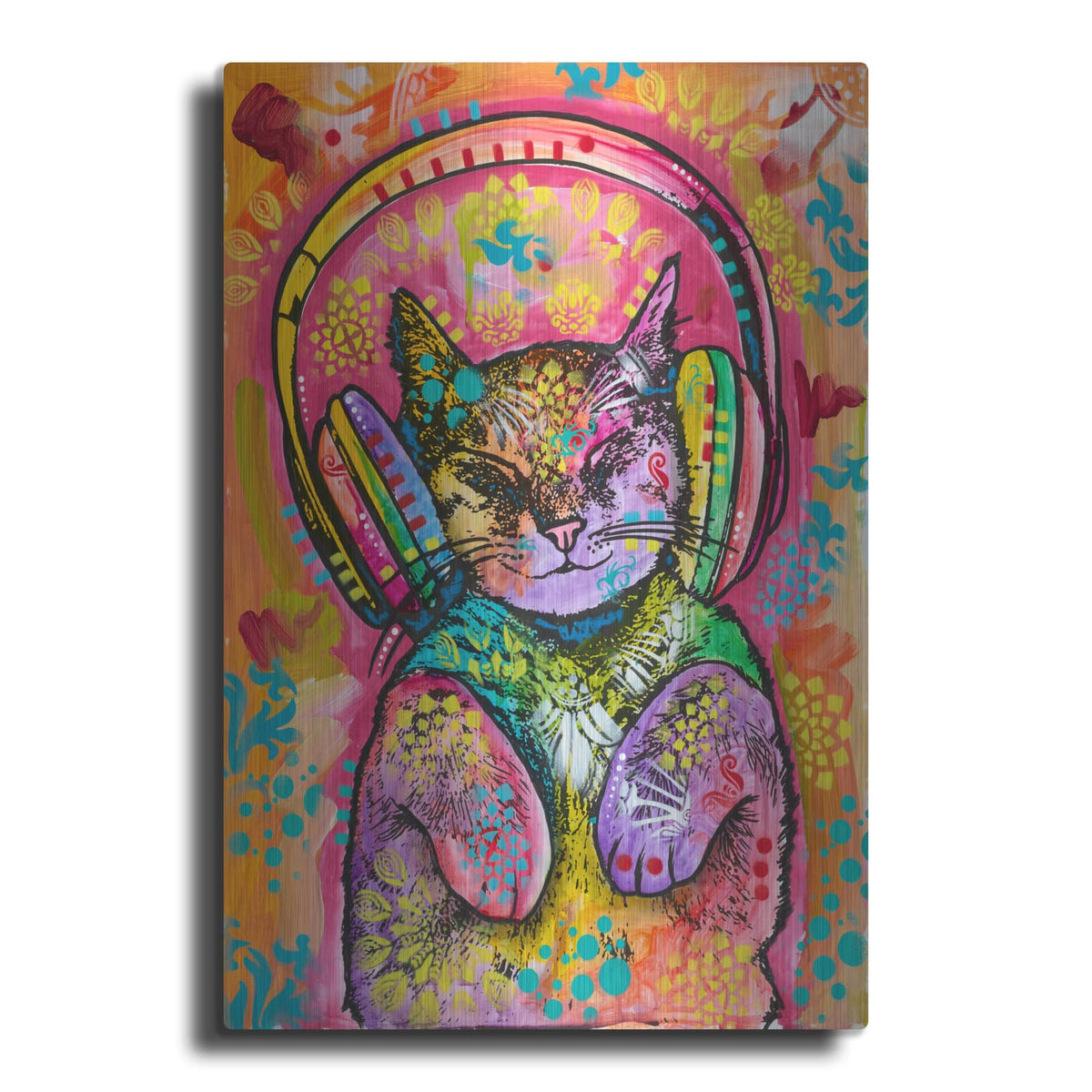 'Headphones Kitten' by Dean Russo – Metal Wall Art