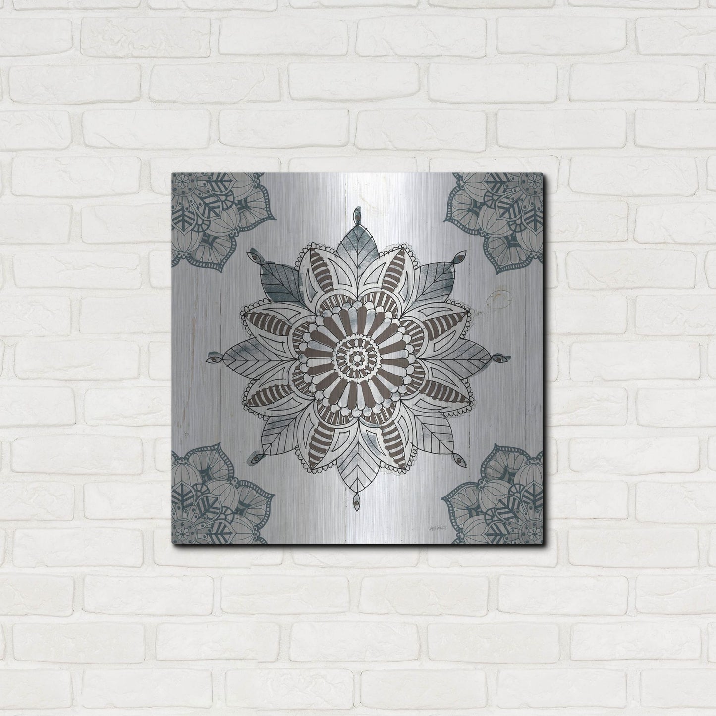 Luxe Metal Art 'Mandala Morning II' by Anne Tavoletti, Metal Wall Art,24x24