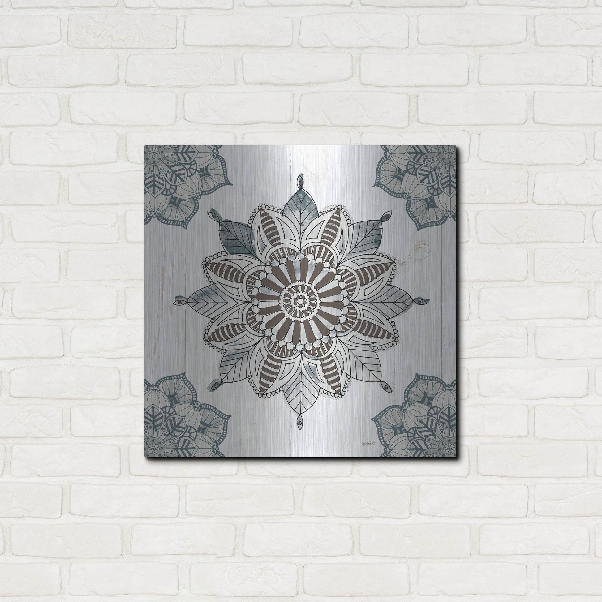 Luxe Metal Art 'Mandala Morning II' by Anne Tavoletti, Metal Wall Art,24x24