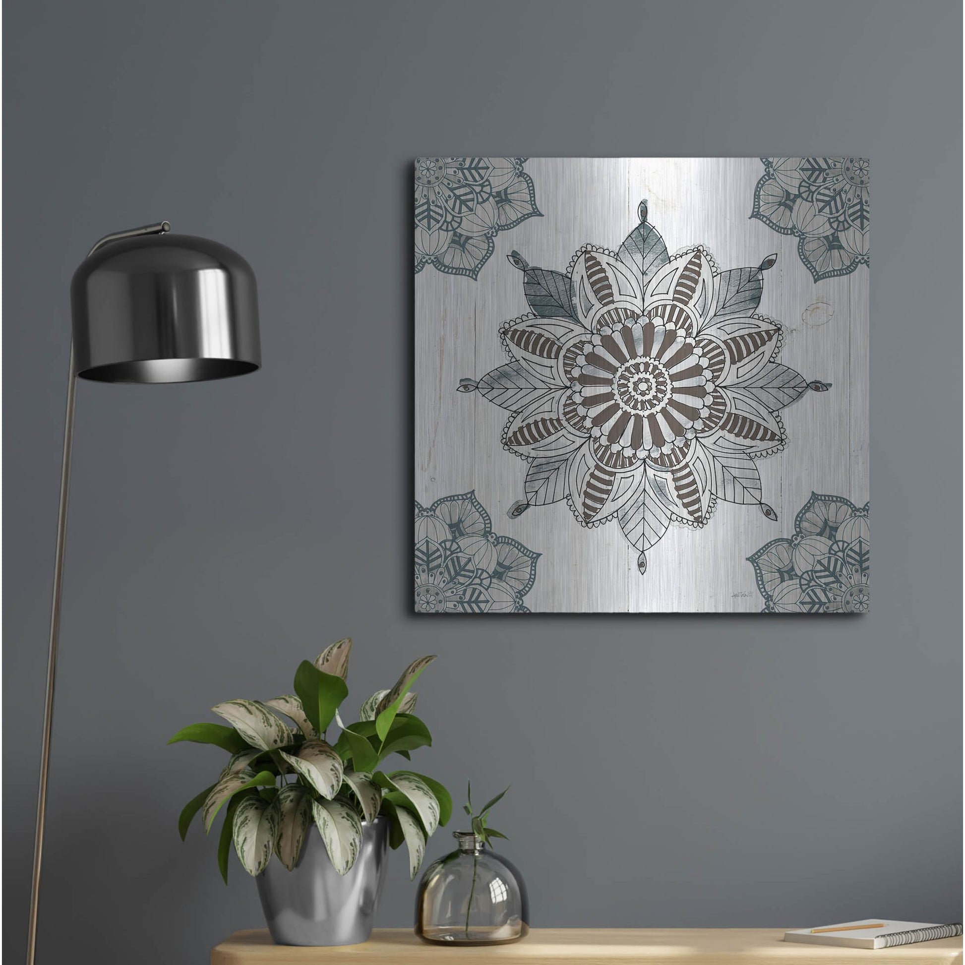 Luxe Metal Art 'Mandala Morning II' by Anne Tavoletti, Metal Wall Art,24x24