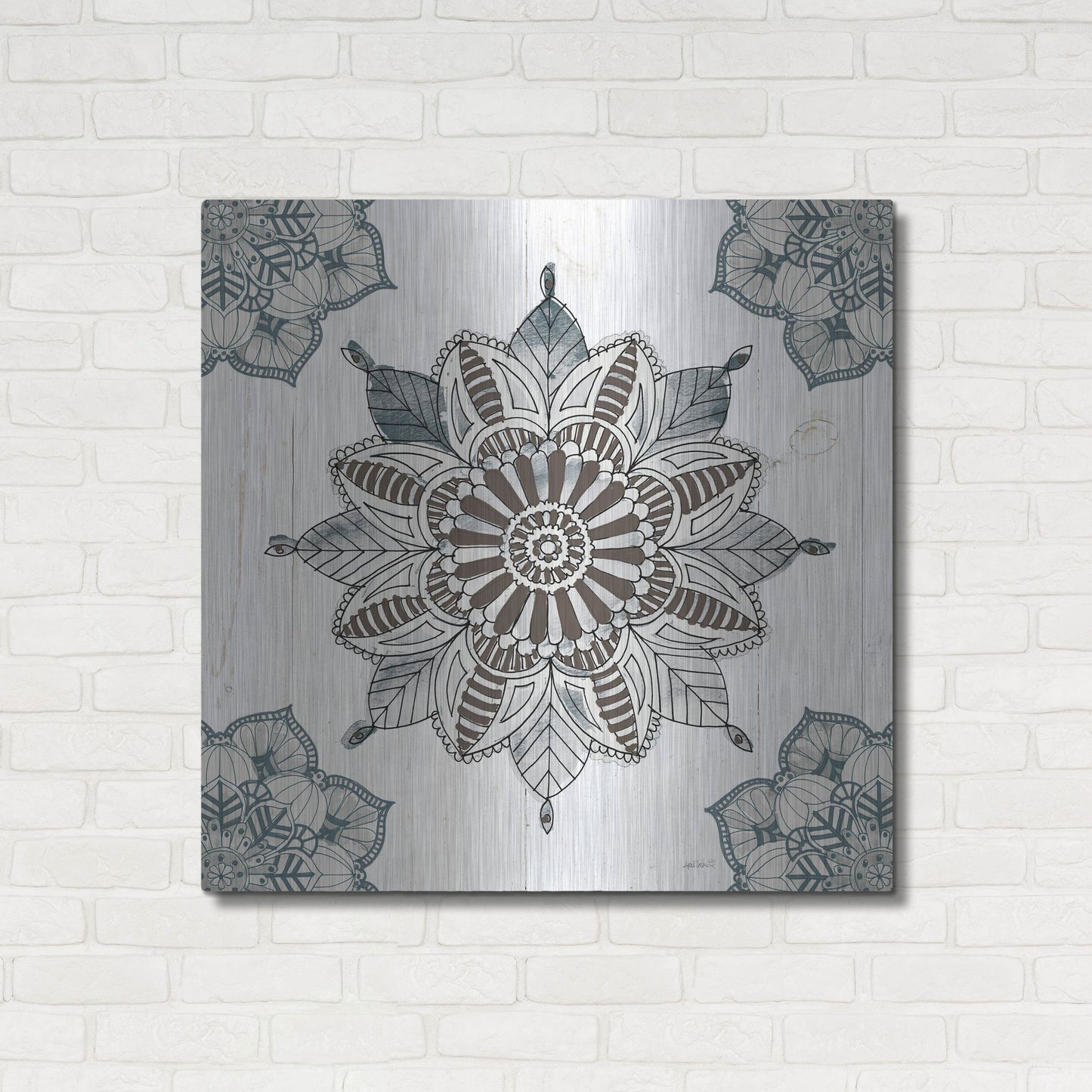 Luxe Metal Art 'Mandala Morning II' by Anne Tavoletti, Metal Wall Art,36x36