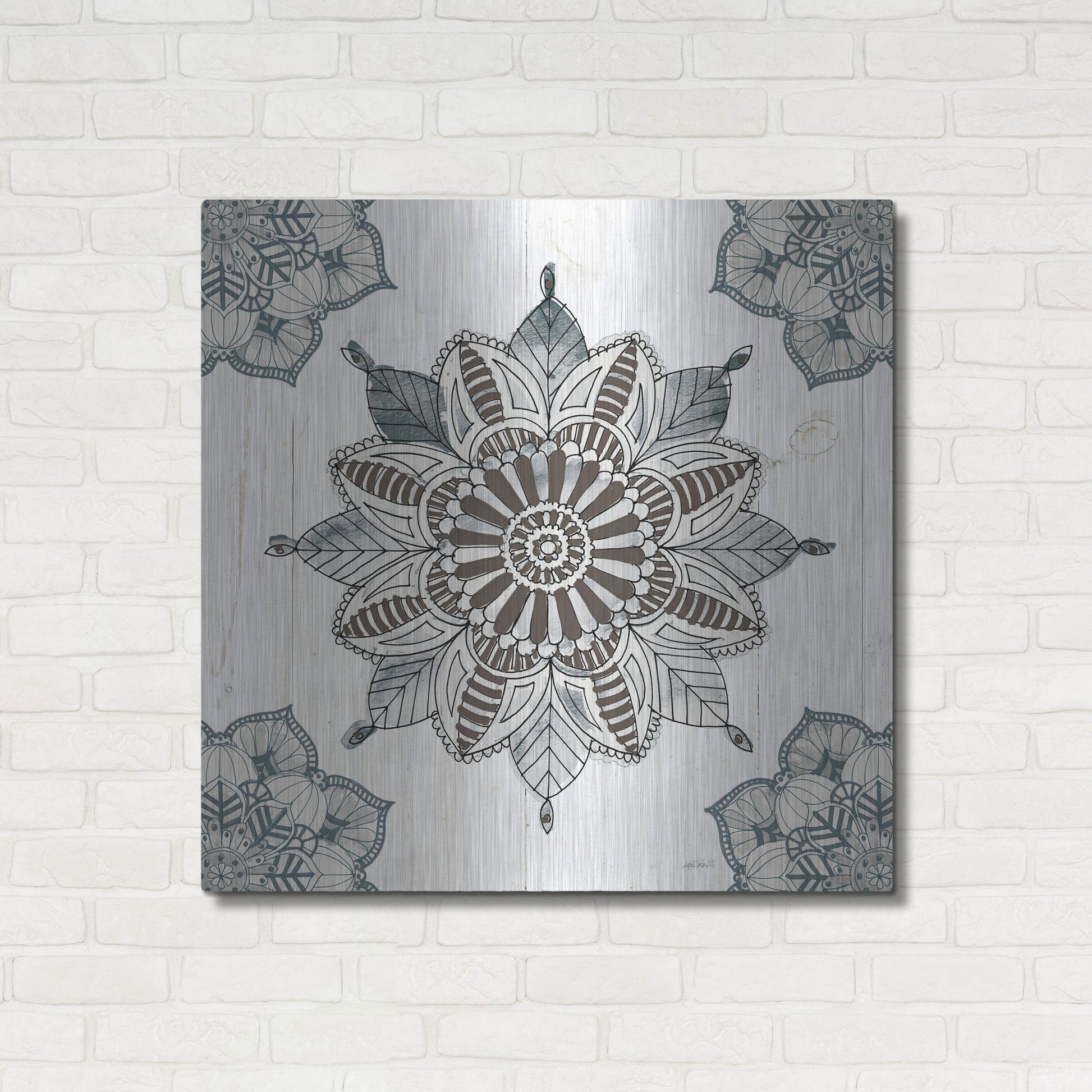 Luxe Metal Art 'Mandala Morning II' by Anne Tavoletti, Metal Wall Art,36x36