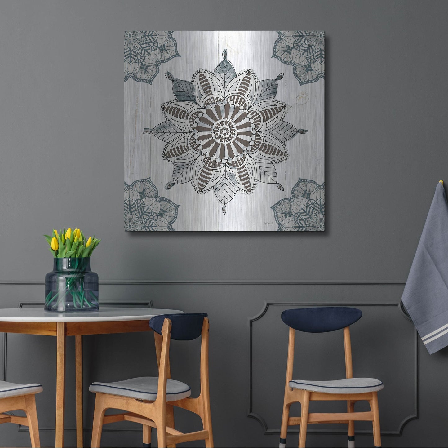 Luxe Metal Art 'Mandala Morning II' by Anne Tavoletti, Metal Wall Art,36x36