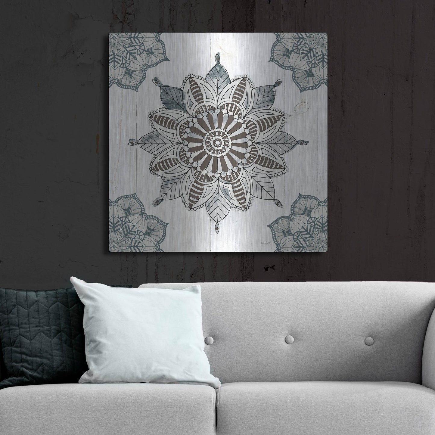 Luxe Metal Art 'Mandala Morning II' by Anne Tavoletti, Metal Wall Art,36x36