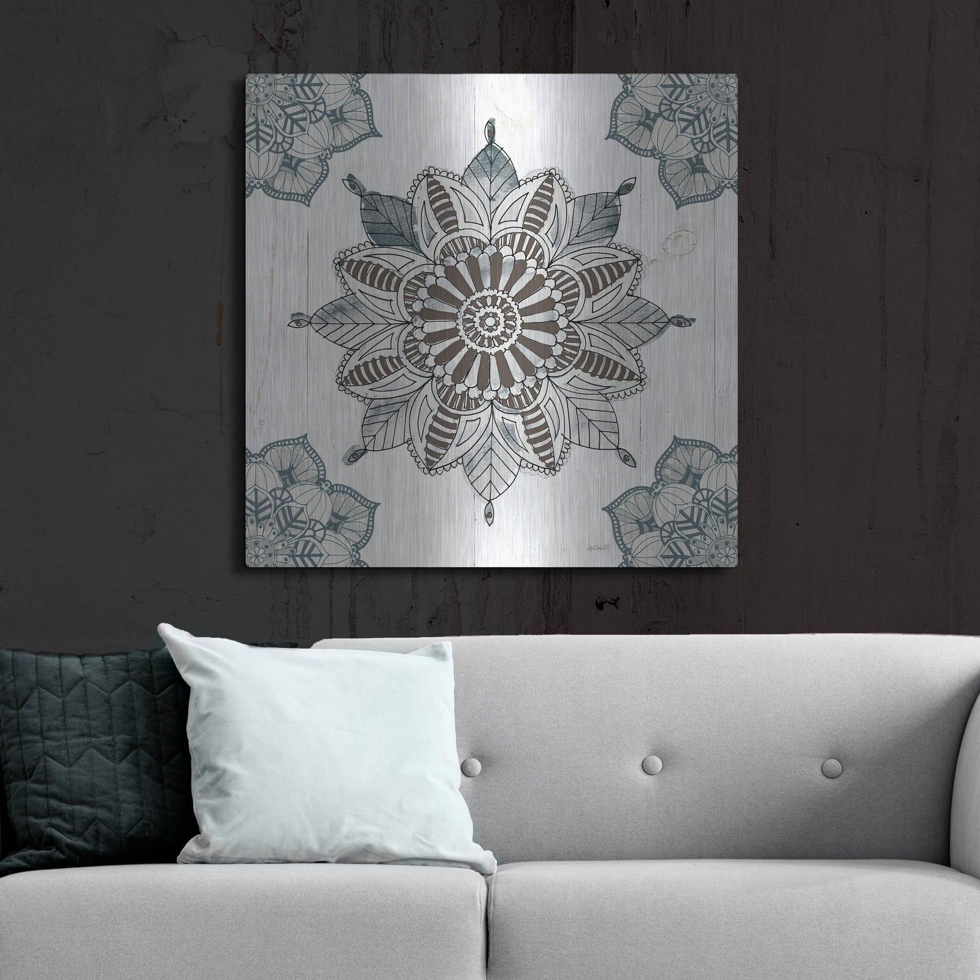 Luxe Metal Art 'Mandala Morning II' by Anne Tavoletti, Metal Wall Art,36x36