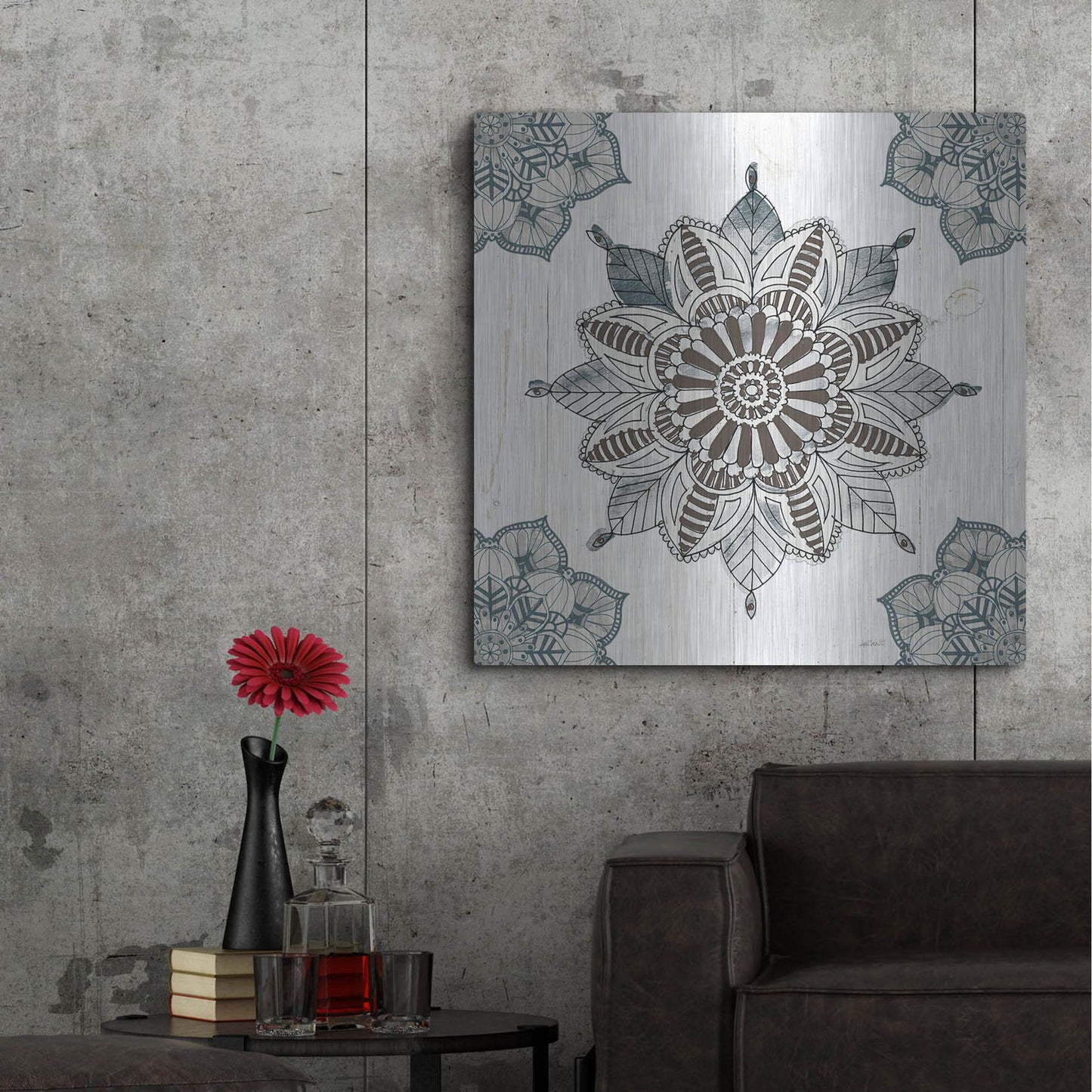 Luxe Metal Art 'Mandala Morning II' by Anne Tavoletti, Metal Wall Art,36x36