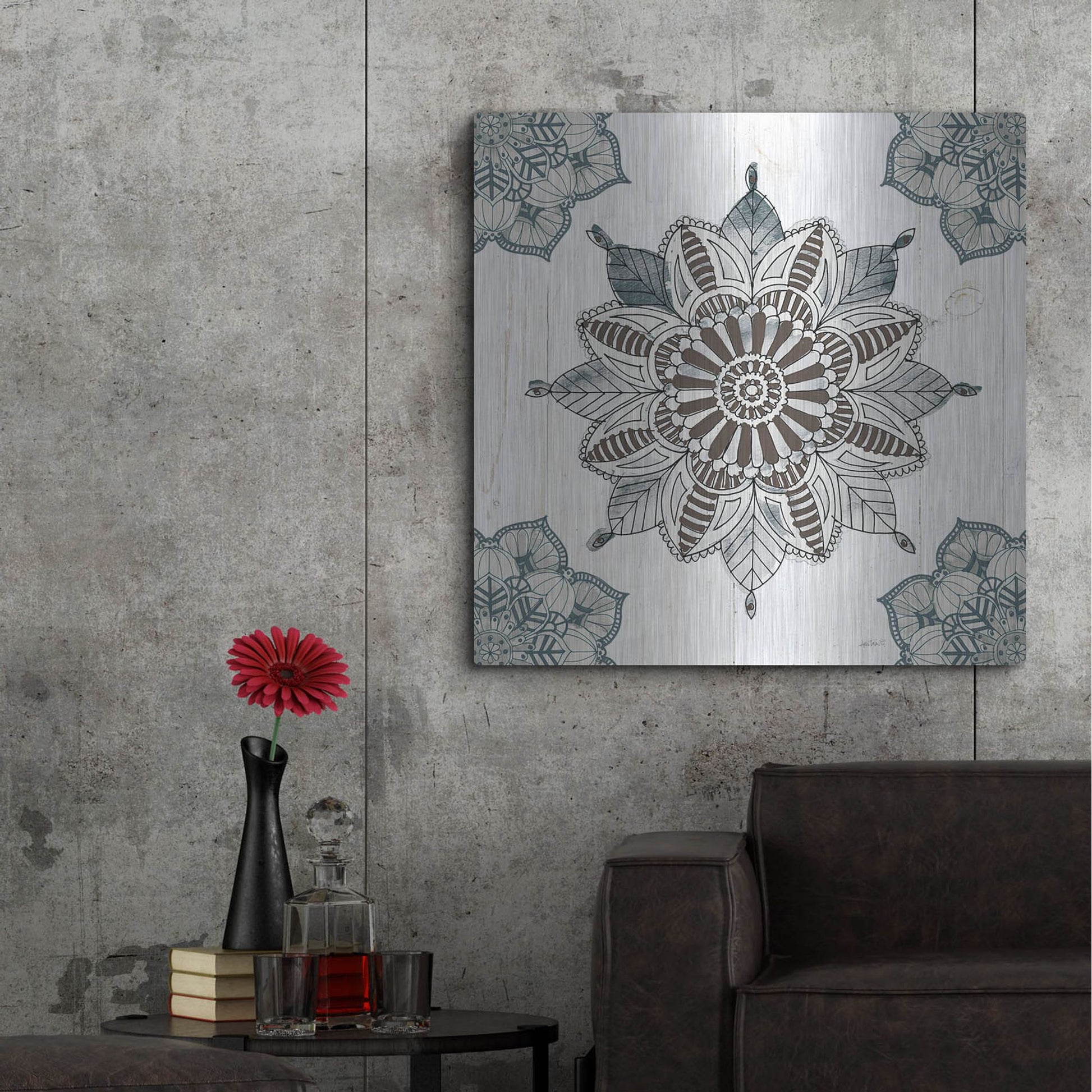 Luxe Metal Art 'Mandala Morning II' by Anne Tavoletti, Metal Wall Art,36x36