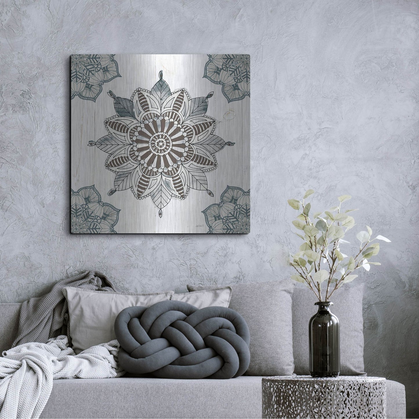 Luxe Metal Art 'Mandala Morning II' by Anne Tavoletti, Metal Wall Art,36x36