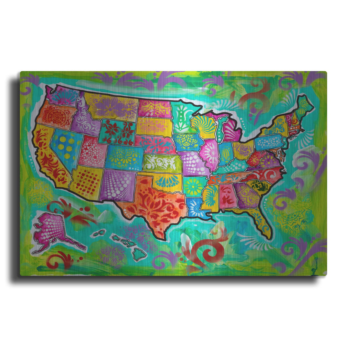 'Map Of Usa' by Dean Russo – Metal Wall Art