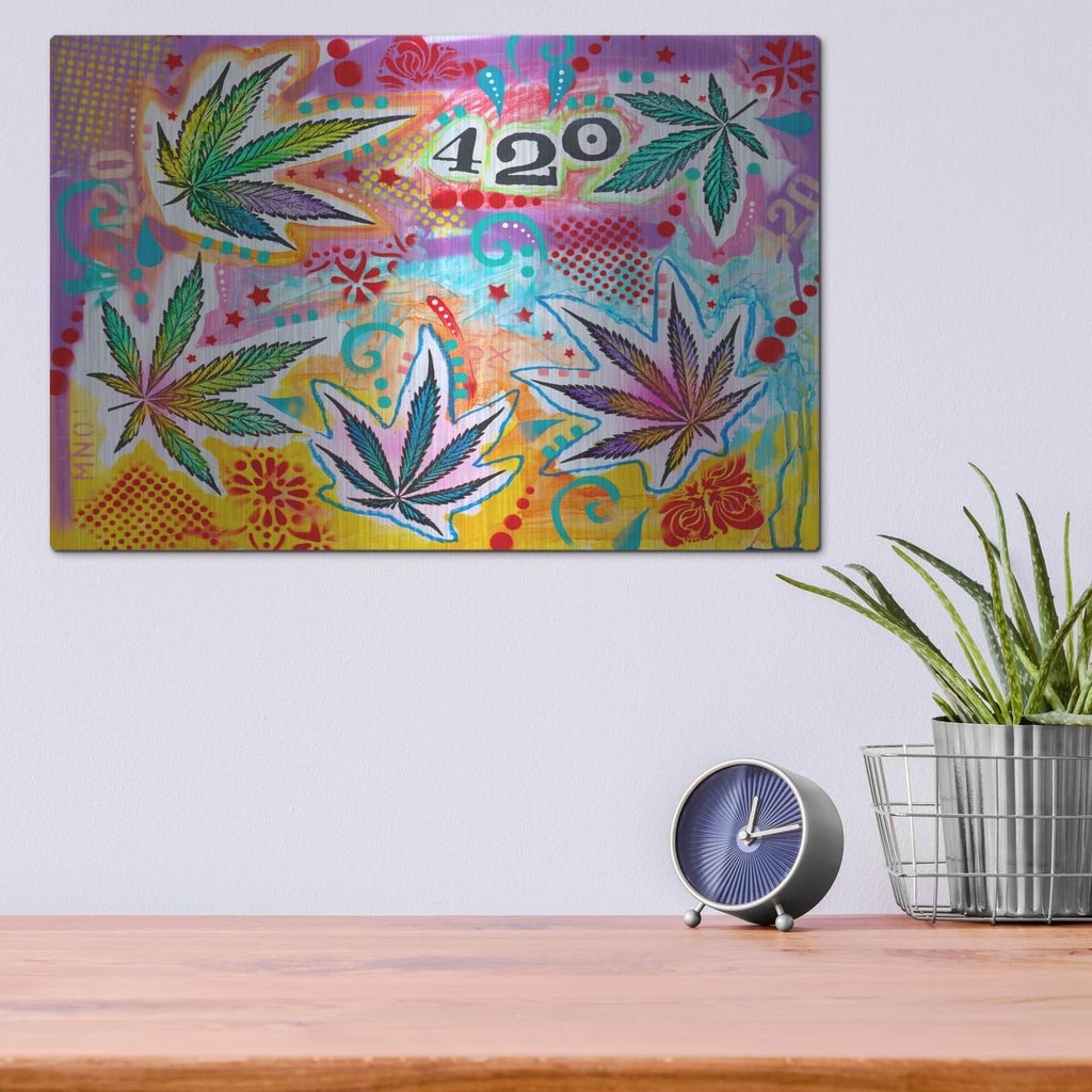 'Pot Leaves 420' by Dean Russo – Metal Wall Art, 16x12 room view