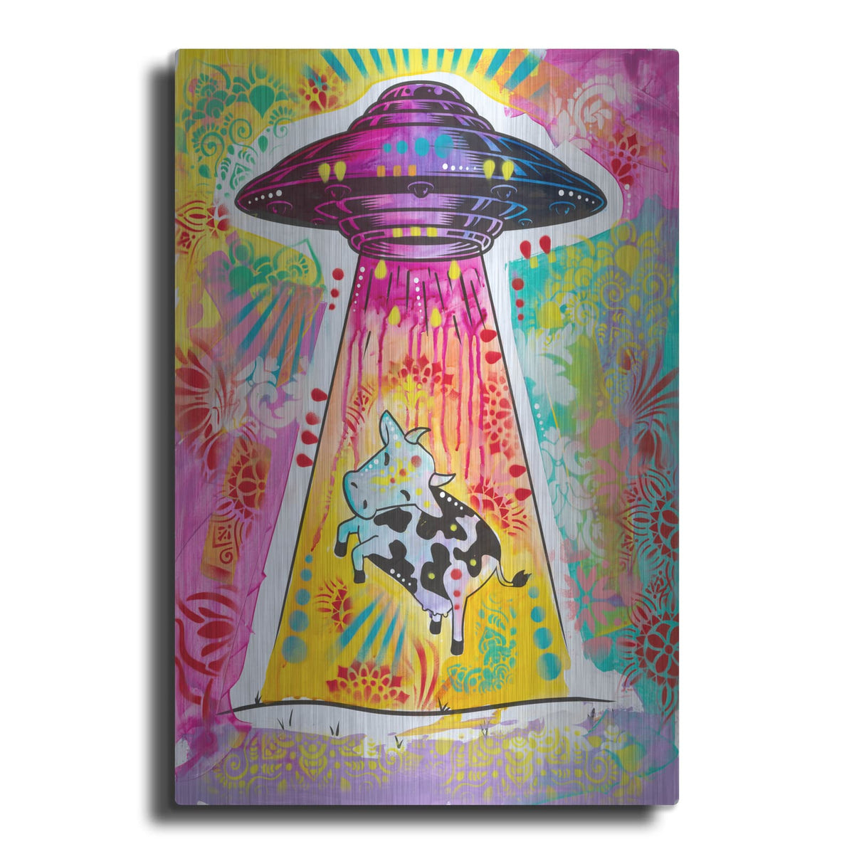 'Ufo Stealing Cow' by Dean Russo – Metal Wall Art