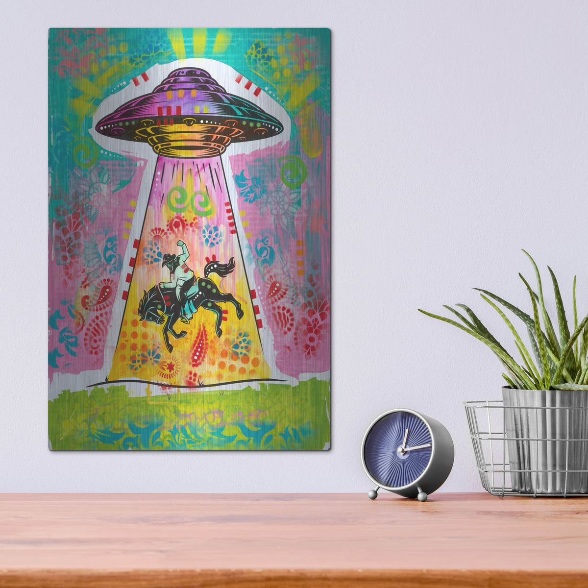 'Ufo Stealing Cowboy' by Dean Russo – Metal Wall Art, 12x16 room view
