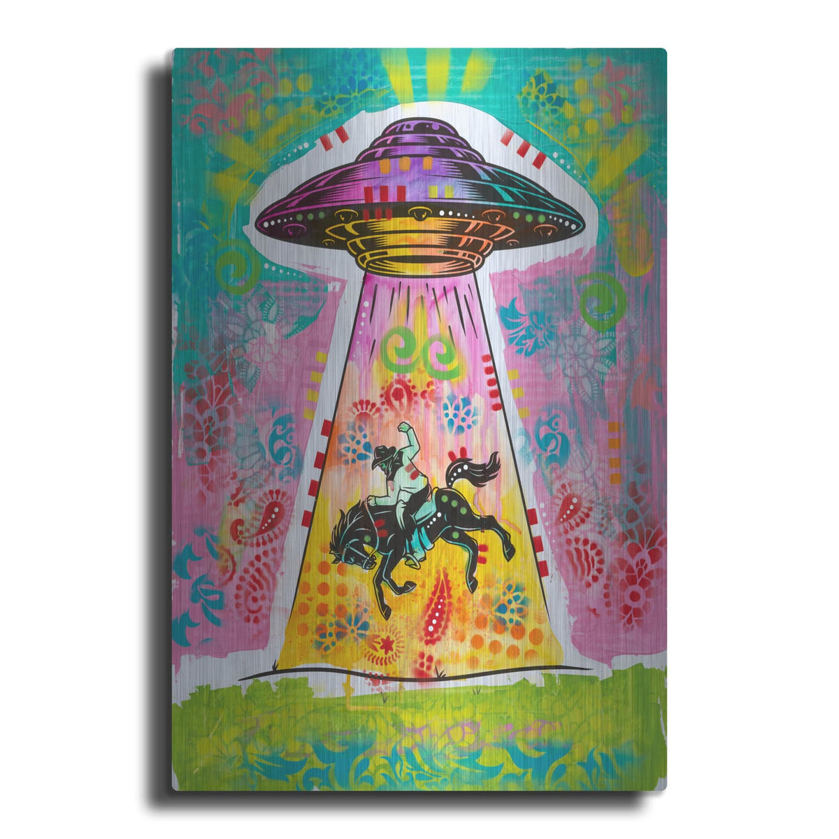 'Ufo Stealing Cowboy' by Dean Russo – Metal Wall Art