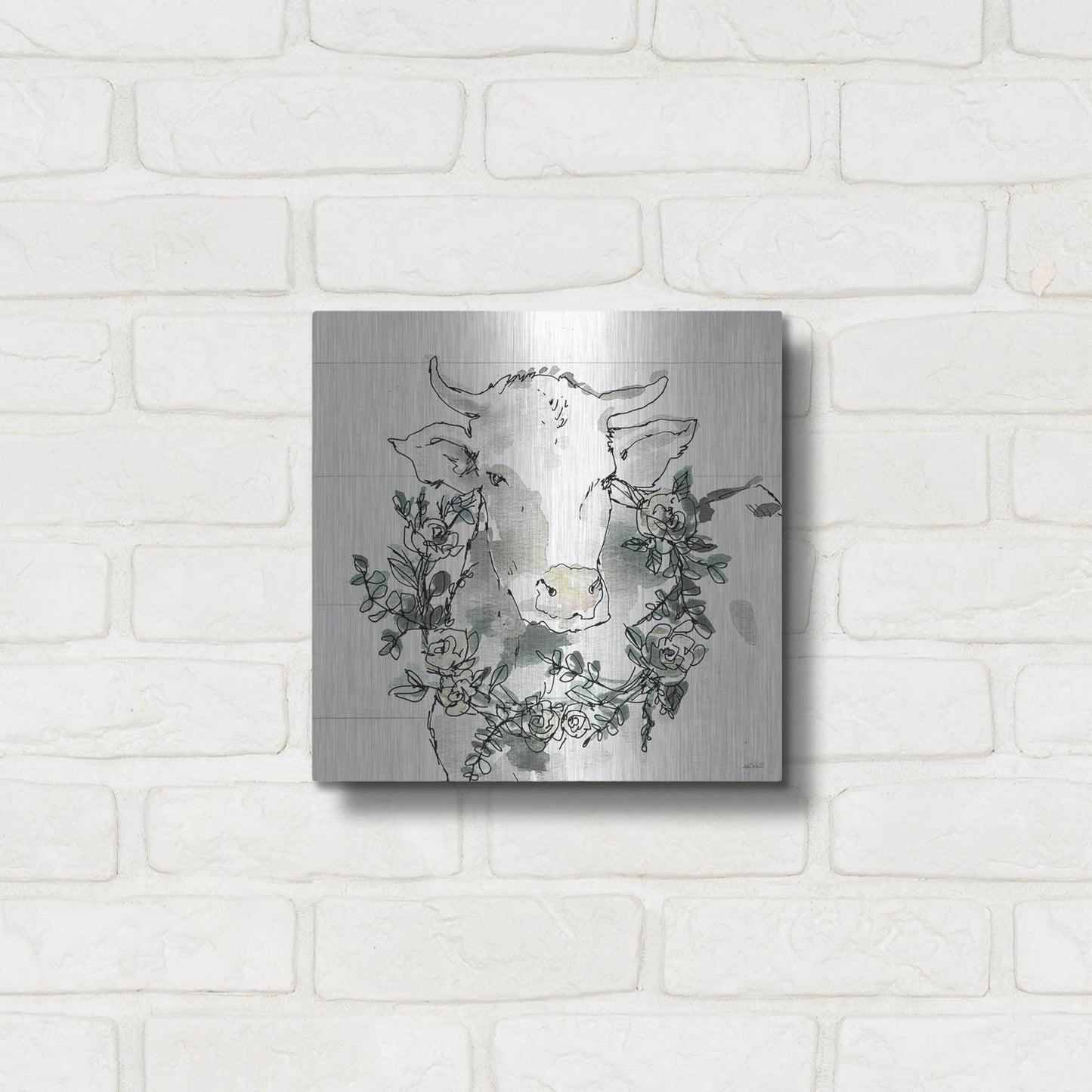 Luxe Metal Art 'Modern Farmhouse XII' by Anne Tavoletti, Metal Wall Art,12x12