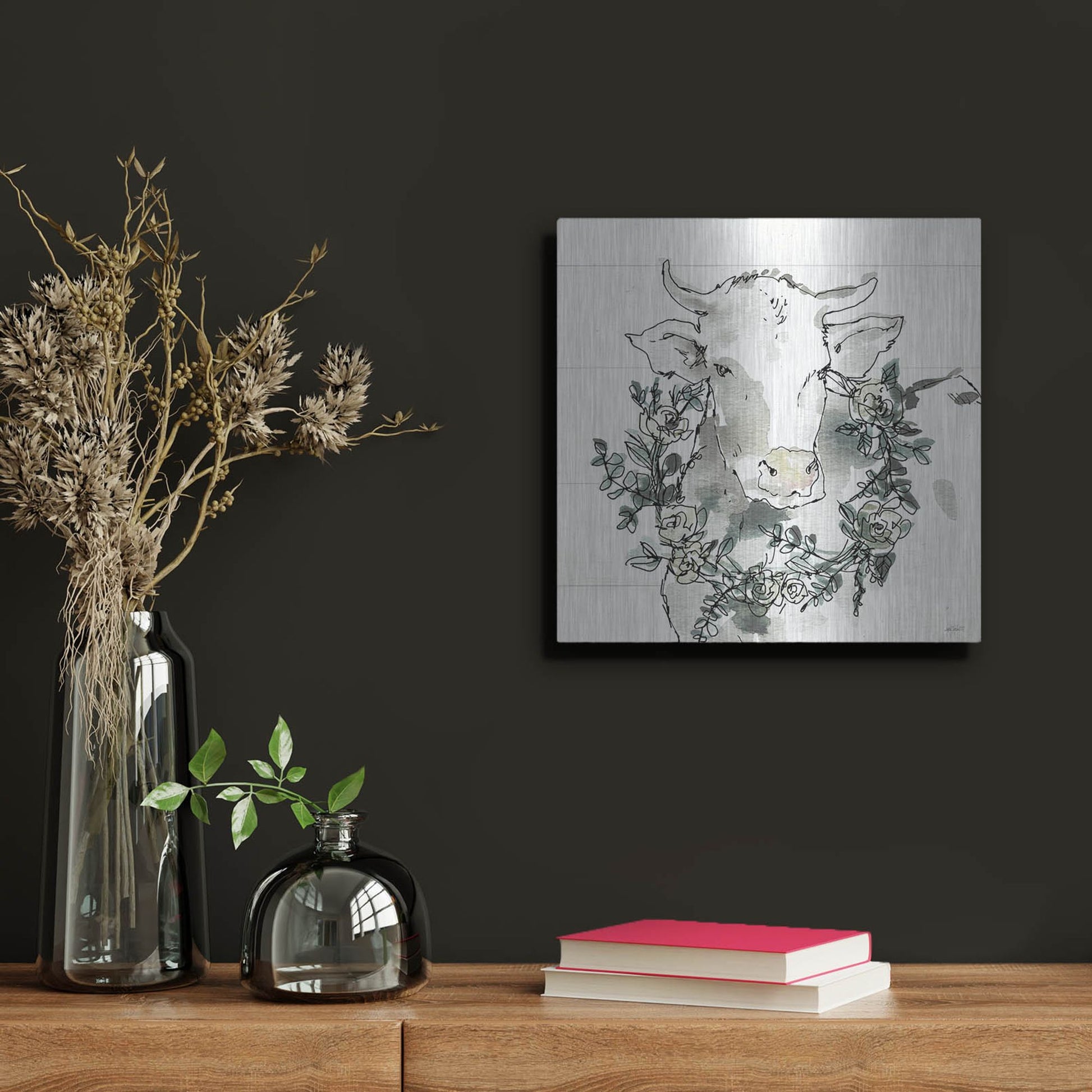 Luxe Metal Art 'Modern Farmhouse XII' by Anne Tavoletti, Metal Wall Art,12x12