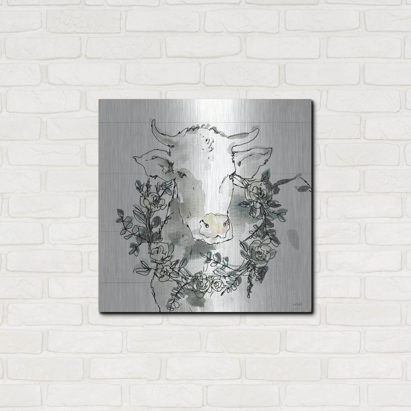 Luxe Metal Art 'Modern Farmhouse XII' by Anne Tavoletti, Metal Wall Art,24x24