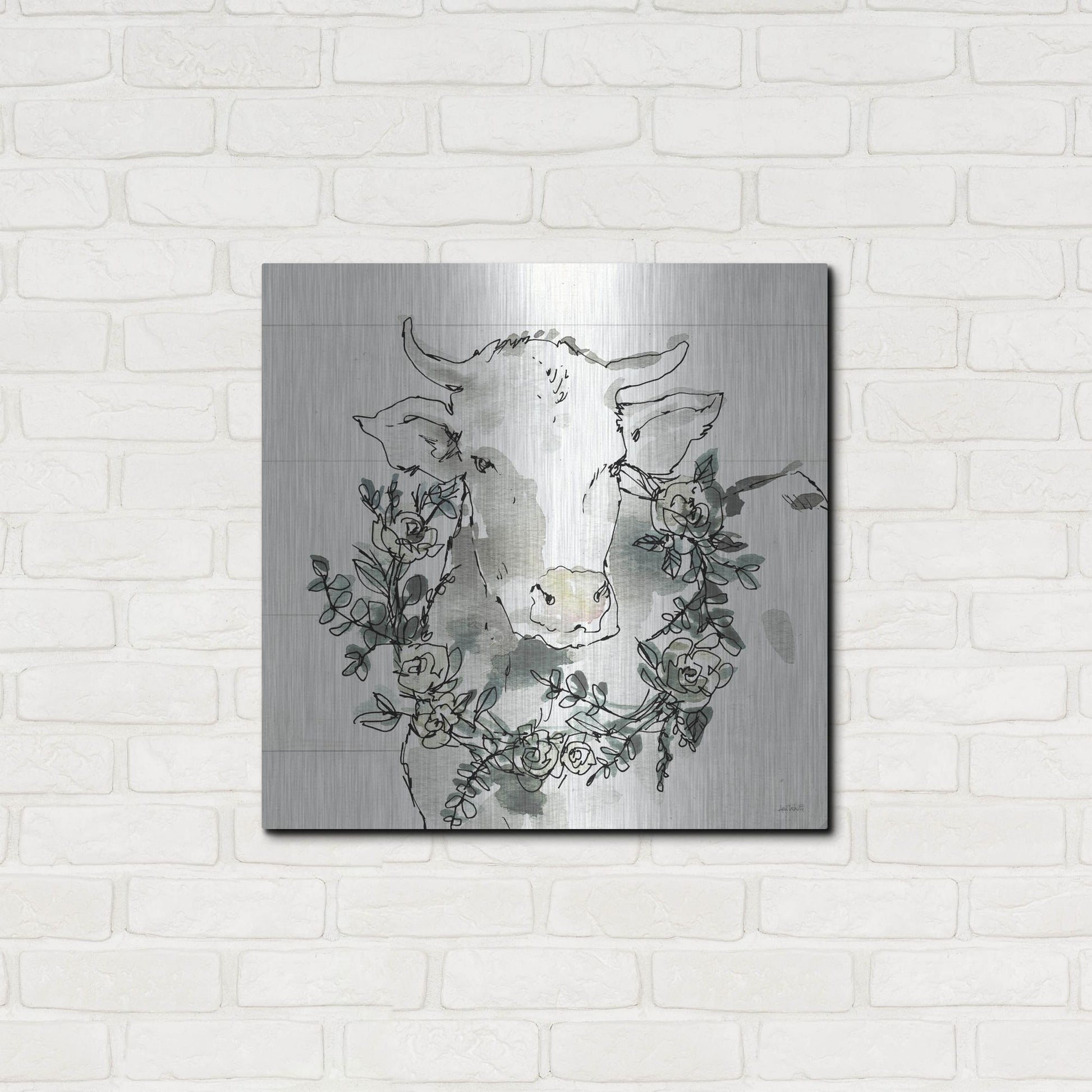 Luxe Metal Art 'Modern Farmhouse XII' by Anne Tavoletti, Metal Wall Art,24x24