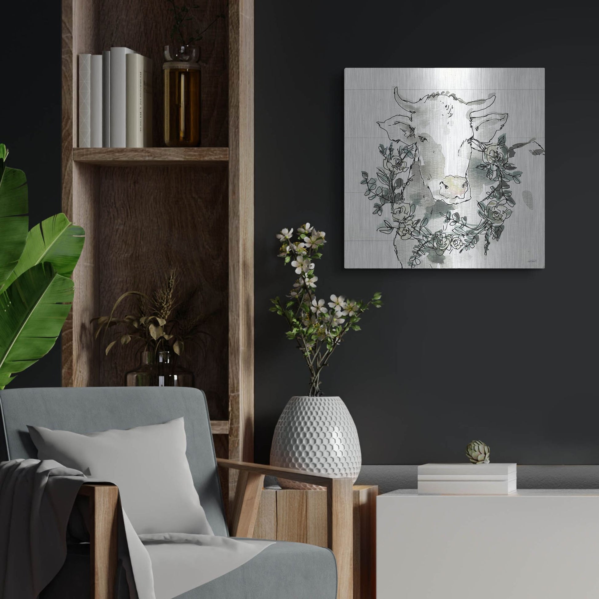 Luxe Metal Art 'Modern Farmhouse XII' by Anne Tavoletti, Metal Wall Art,24x24