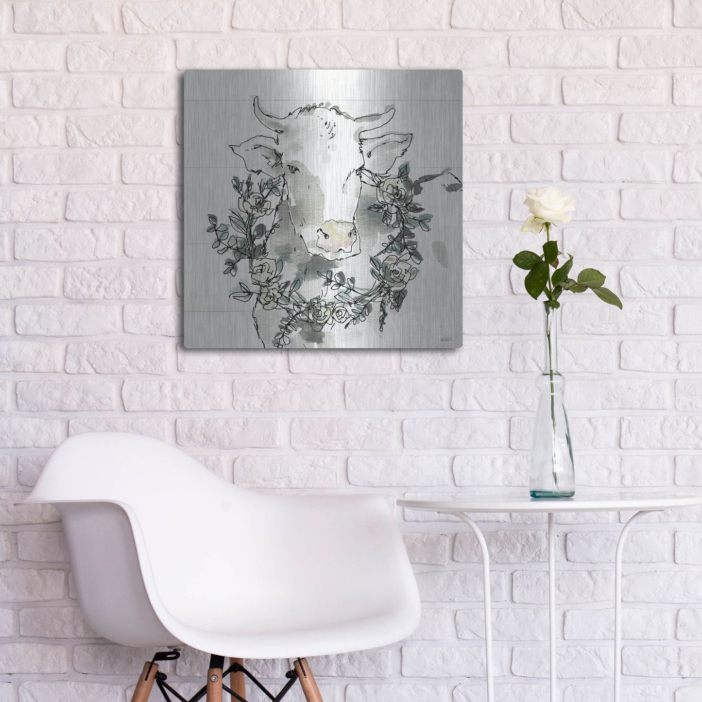 Luxe Metal Art 'Modern Farmhouse XII' by Anne Tavoletti, Metal Wall Art,24x24