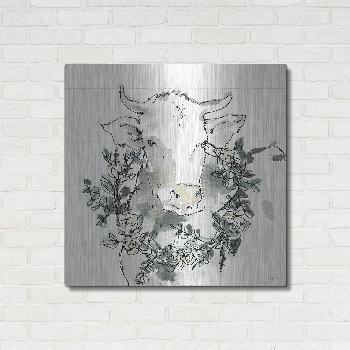 Luxe Metal Art 'Modern Farmhouse XII' by Anne Tavoletti, Metal Wall Art,36x36