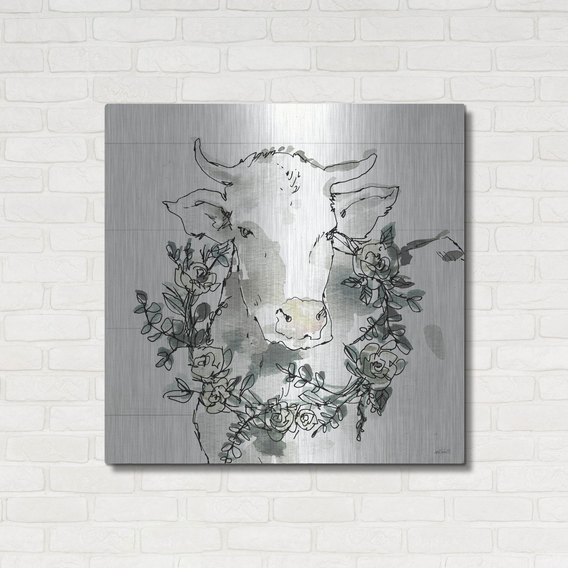 Luxe Metal Art 'Modern Farmhouse XII' by Anne Tavoletti, Metal Wall Art,36x36