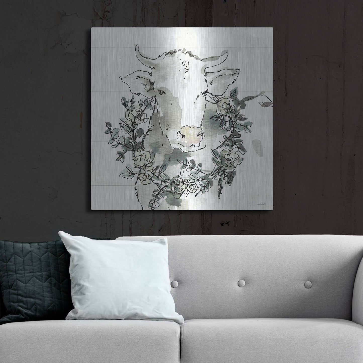 Luxe Metal Art 'Modern Farmhouse XII' by Anne Tavoletti, Metal Wall Art,36x36