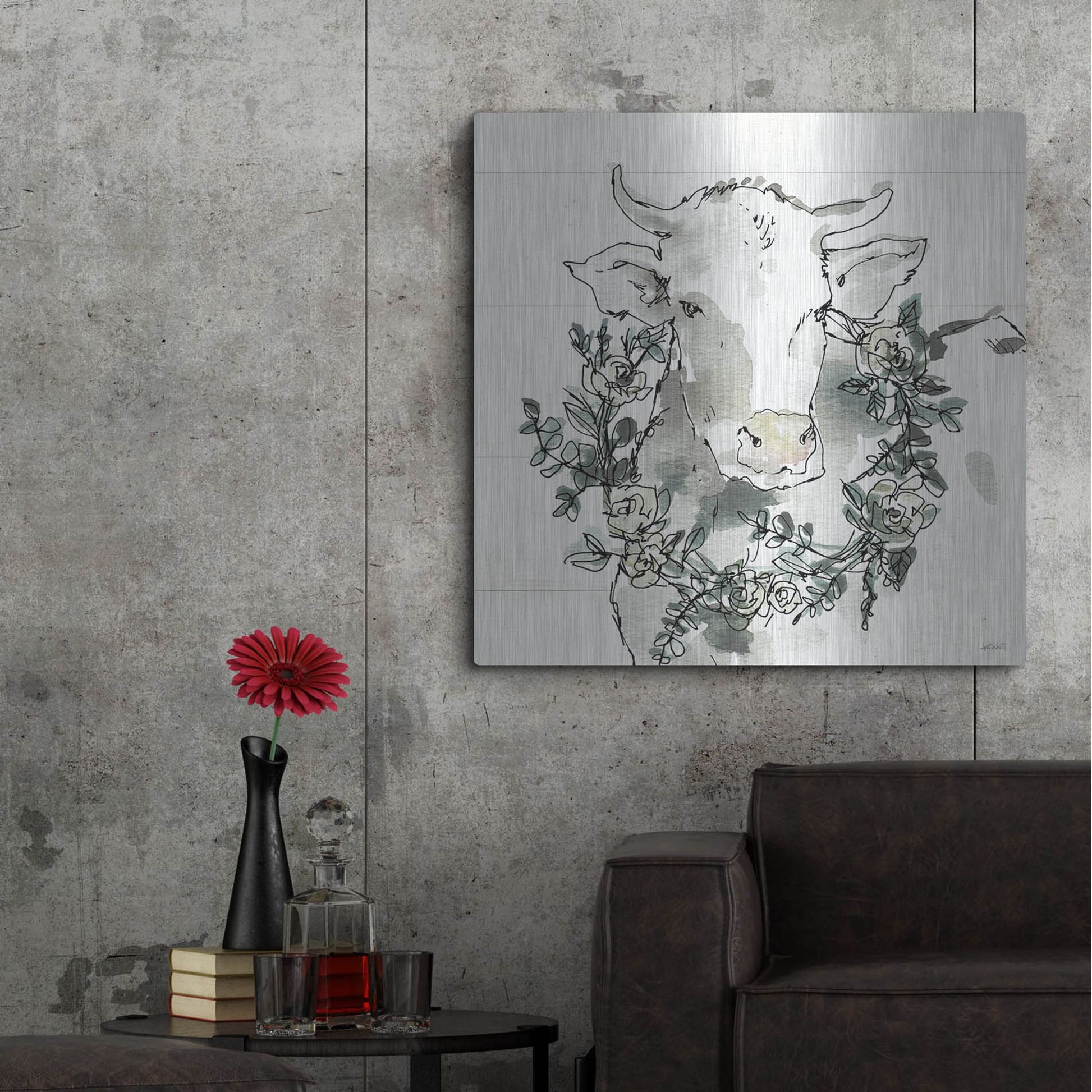 Luxe Metal Art 'Modern Farmhouse XII' by Anne Tavoletti, Metal Wall Art,36x36