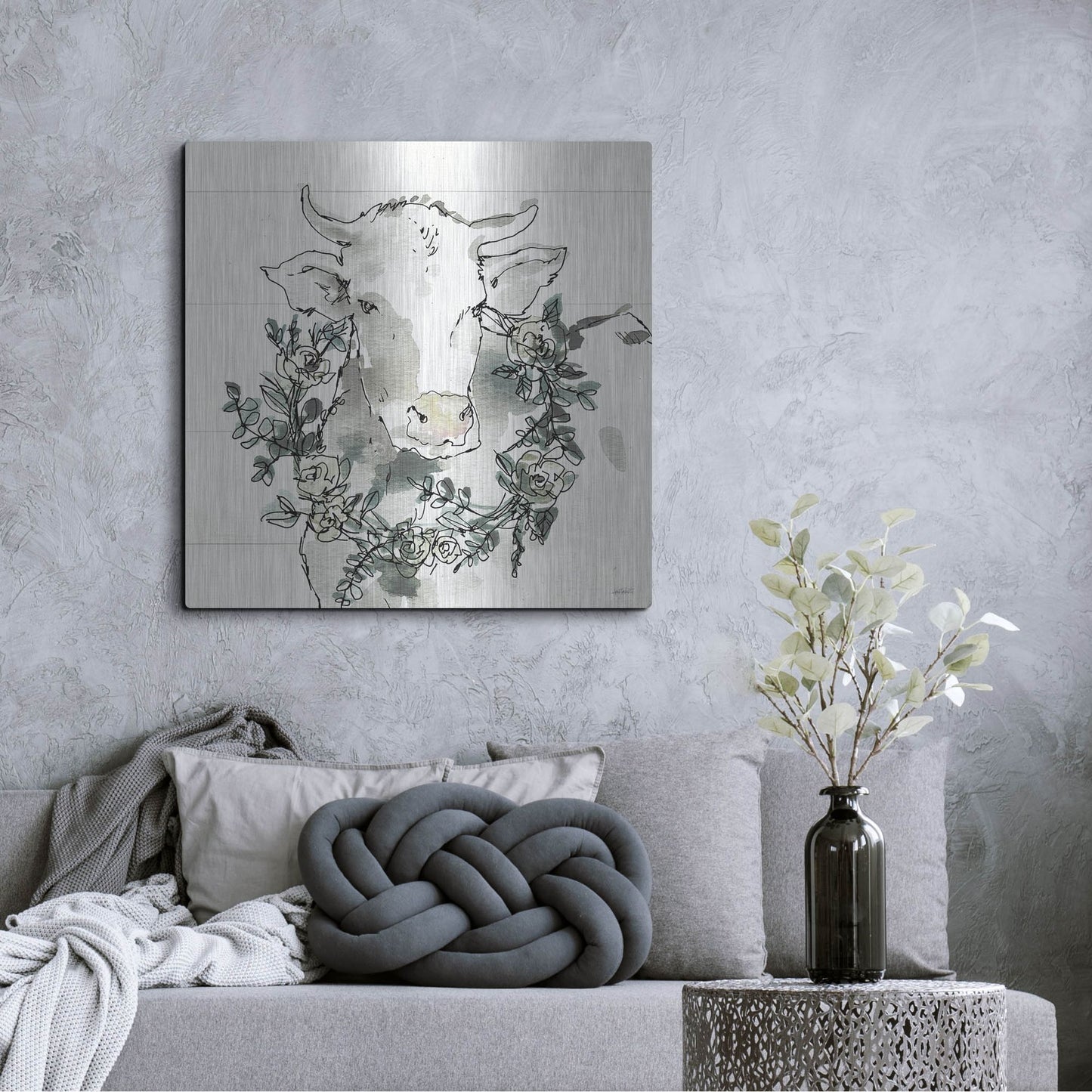 Luxe Metal Art 'Modern Farmhouse XII' by Anne Tavoletti, Metal Wall Art,36x36