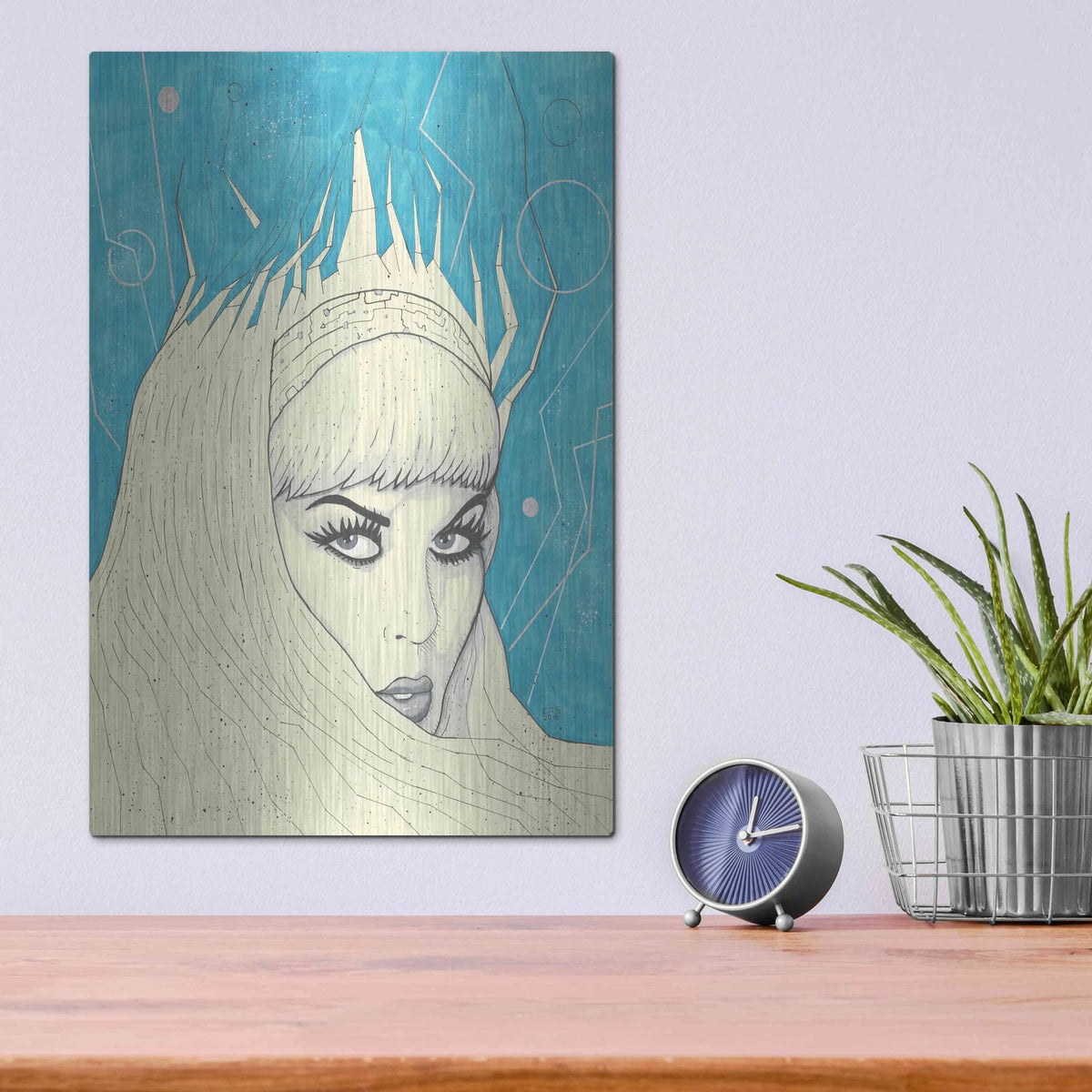 'Space Queen Ice' by Craig Snodgrass – Metal Wall Art, 12x16 room view