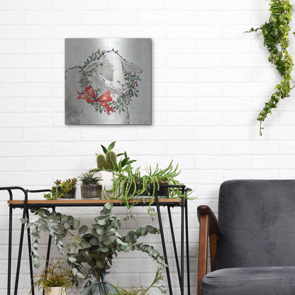 Luxe Metal Art 'Modern Farmhouse XIII Christmas' by Anne Tavoletti, Metal Wall Art,12x12