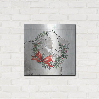 Luxe Metal Art 'Modern Farmhouse XIII Christmas' by Anne Tavoletti, Metal Wall Art,24x24
