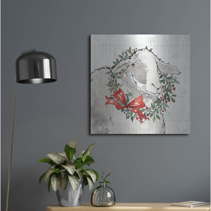 Luxe Metal Art 'Modern Farmhouse XIII Christmas' by Anne Tavoletti, Metal Wall Art,24x24