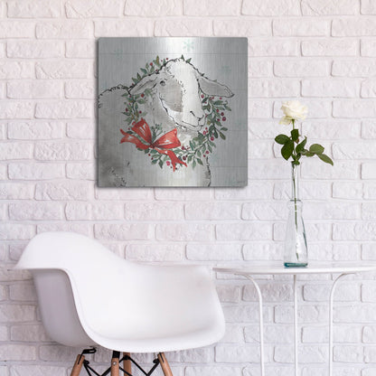 Luxe Metal Art 'Modern Farmhouse XIII Christmas' by Anne Tavoletti, Metal Wall Art,24x24