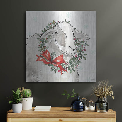 Luxe Metal Art 'Modern Farmhouse XIII Christmas' by Anne Tavoletti, Metal Wall Art,24x24